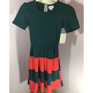 NWT Lularoe Amelia Green & Red Dress